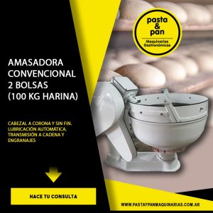 Amasadora convencional 2 bolsas (100 kg harina)