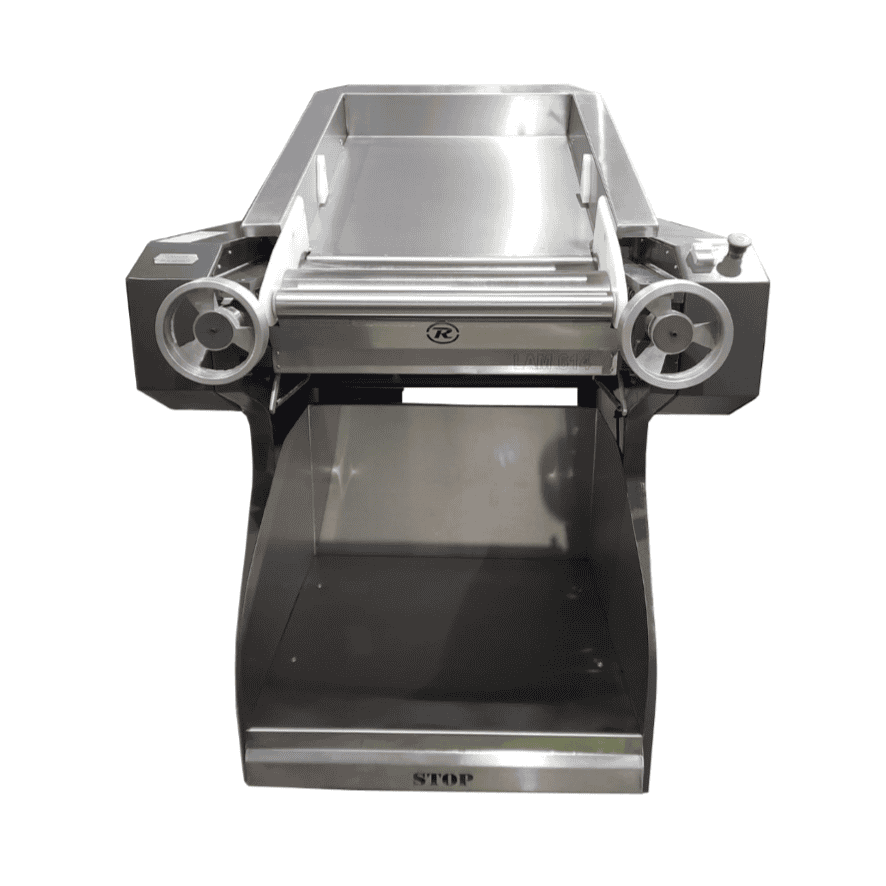 Vista frontal de la Laminadora de pie 600 mm - 614R estructura robusta de acero para producción continua
