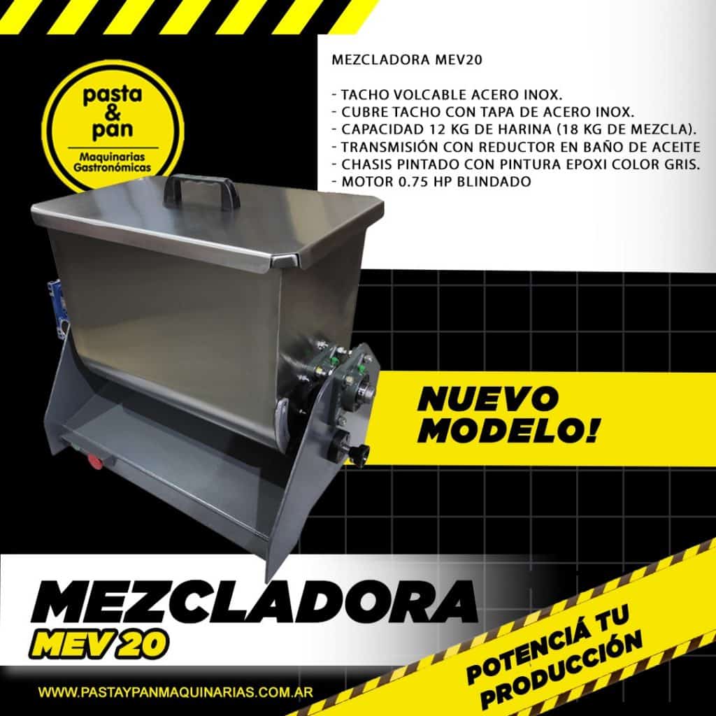 MEV20 Mezcladora para masas de pastas MEV 20 de 12 kg