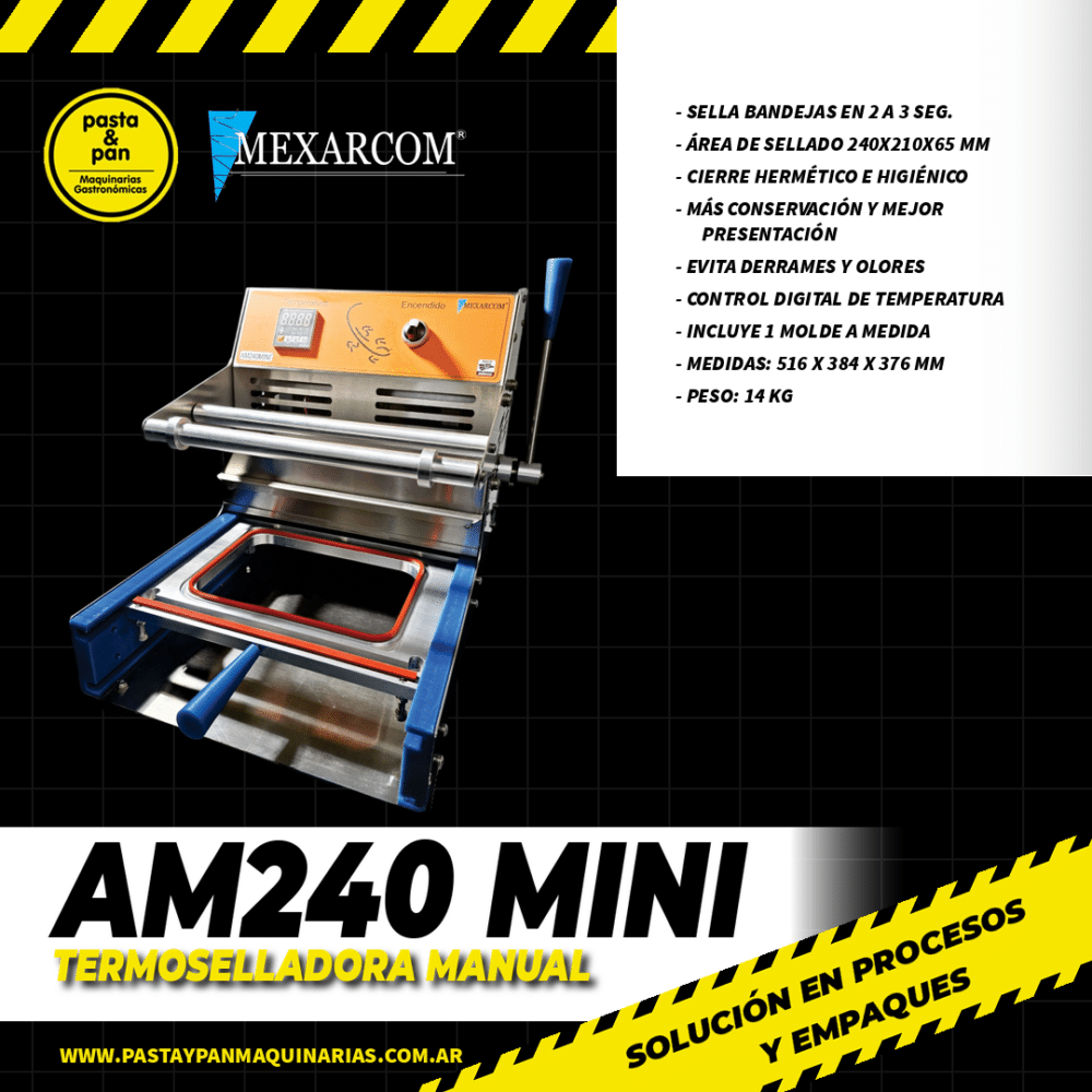 AM240-MINI (4) Termoselladora manual AM240 Mini Mexarcom para sellado de bandejas