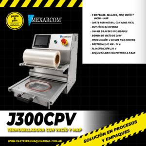 Termoselladora J300CPV Mexarcom con vacío y atmósfera modificada